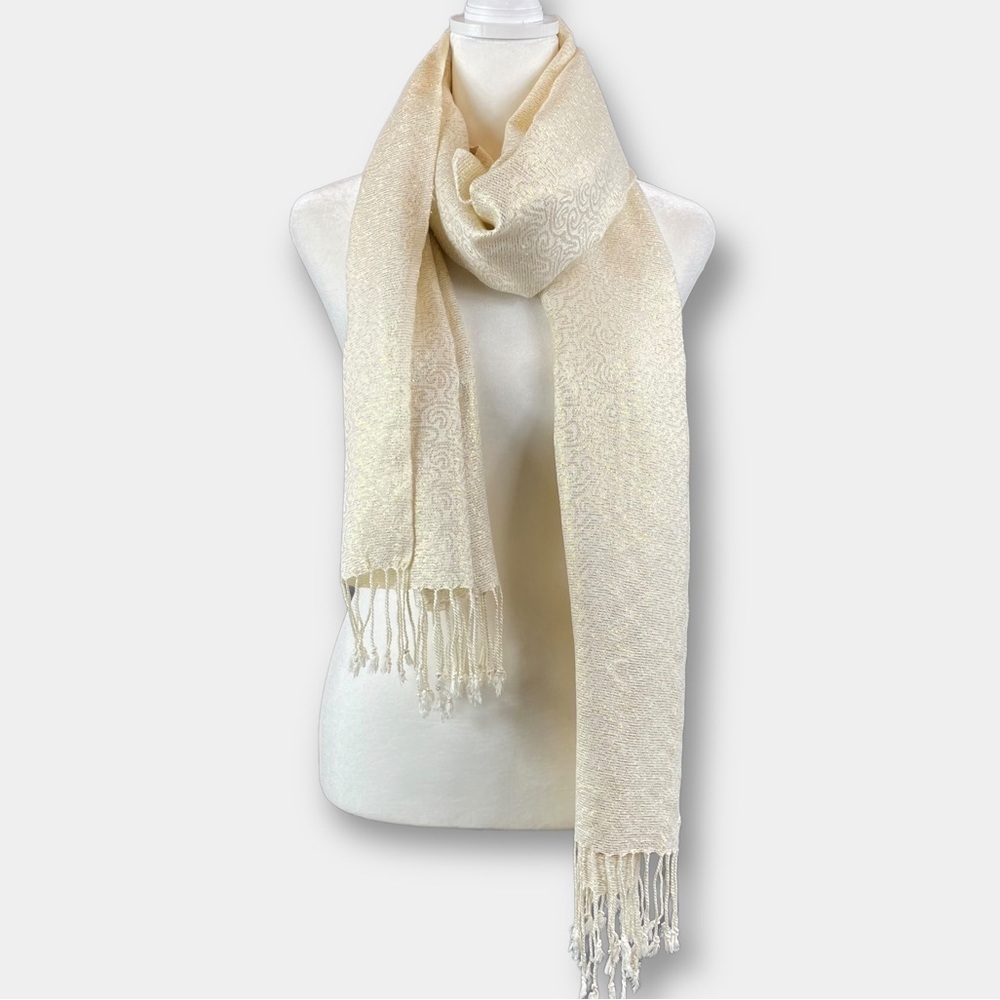 Scarf Metallic Cream Wrap 72" x 21"